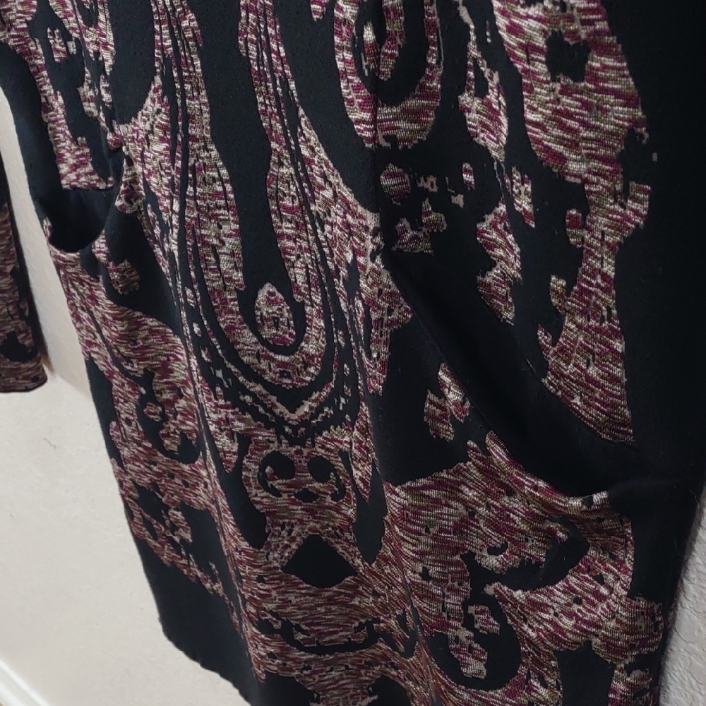 Free People Elegant Black and Wine Patterned Drees, Size S. - Picture 5 of 17